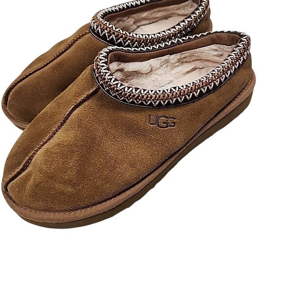 UGG Tazz Slipper Women's Clogs Size 9 Sand Suede Sheepskin Platform - Picture 1 of 6
